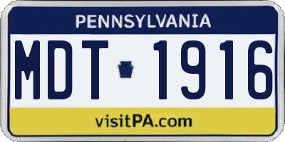 PA license plate MDT1916