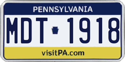 PA license plate MDT1918