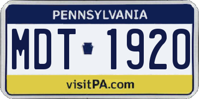 PA license plate MDT1920
