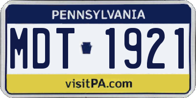 PA license plate MDT1921