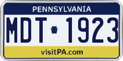 PA license plate MDT1923