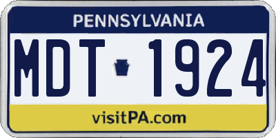 PA license plate MDT1924