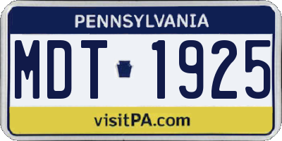 PA license plate MDT1925