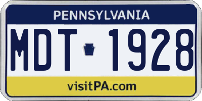 PA license plate MDT1928