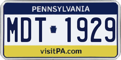 PA license plate MDT1929