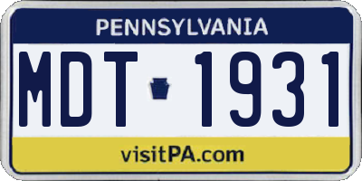 PA license plate MDT1931