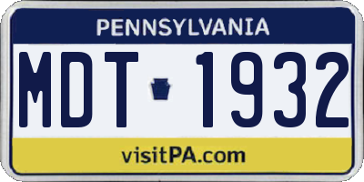 PA license plate MDT1932