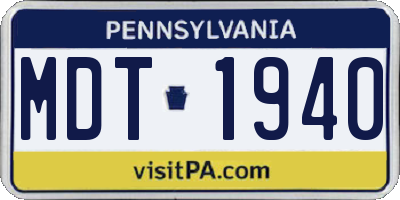 PA license plate MDT1940