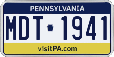 PA license plate MDT1941