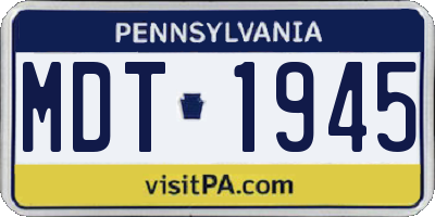 PA license plate MDT1945