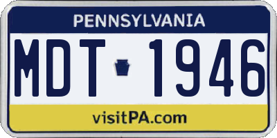 PA license plate MDT1946