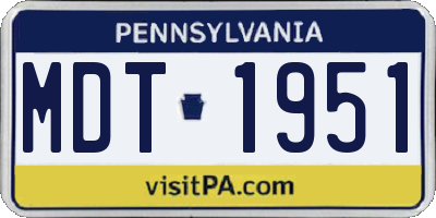 PA license plate MDT1951