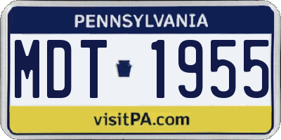 PA license plate MDT1955