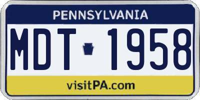 PA license plate MDT1958