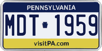 PA license plate MDT1959