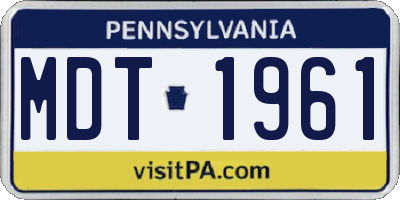 PA license plate MDT1961