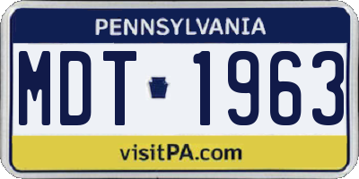 PA license plate MDT1963