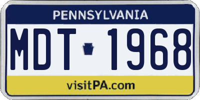 PA license plate MDT1968