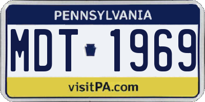 PA license plate MDT1969