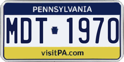 PA license plate MDT1970