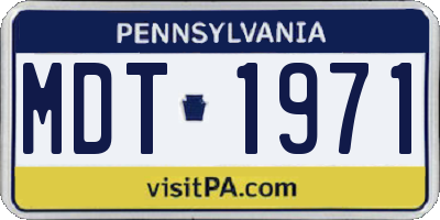 PA license plate MDT1971