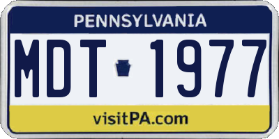 PA license plate MDT1977
