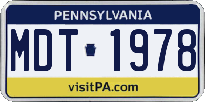 PA license plate MDT1978