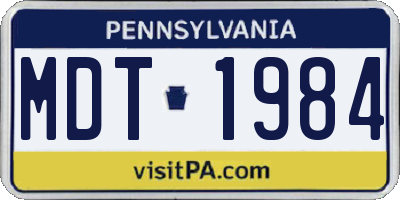 PA license plate MDT1984