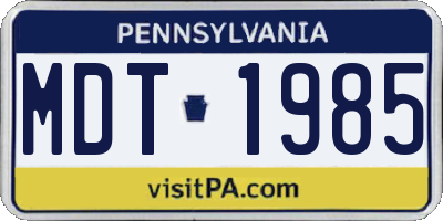 PA license plate MDT1985