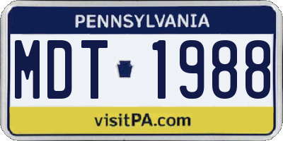 PA license plate MDT1988