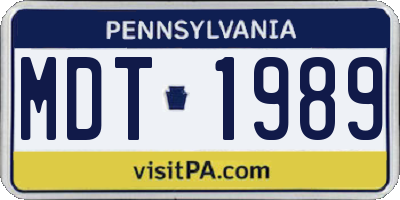 PA license plate MDT1989