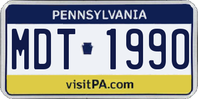 PA license plate MDT1990