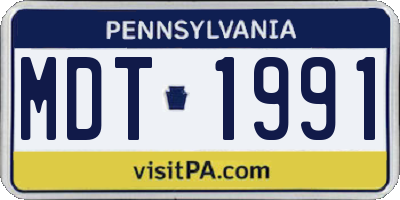 PA license plate MDT1991