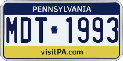PA license plate MDT1993