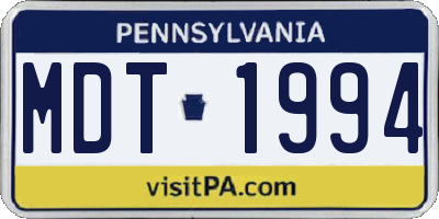 PA license plate MDT1994
