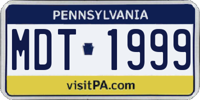 PA license plate MDT1999