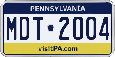 PA license plate MDT2004
