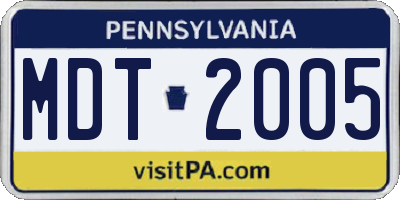 PA license plate MDT2005