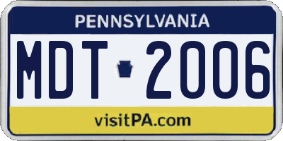 PA license plate MDT2006