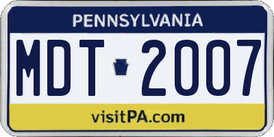 PA license plate MDT2007