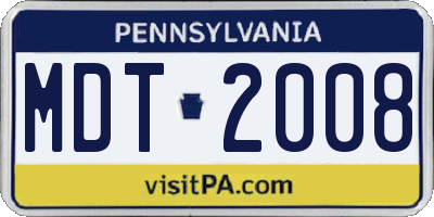PA license plate MDT2008