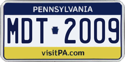 PA license plate MDT2009