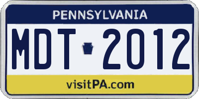 PA license plate MDT2012