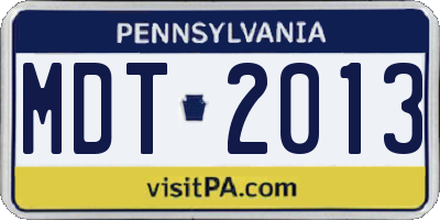 PA license plate MDT2013