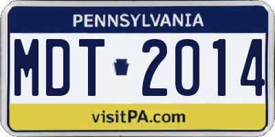 PA license plate MDT2014