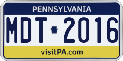 PA license plate MDT2016