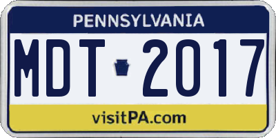 PA license plate MDT2017