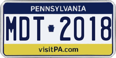 PA license plate MDT2018