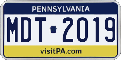 PA license plate MDT2019