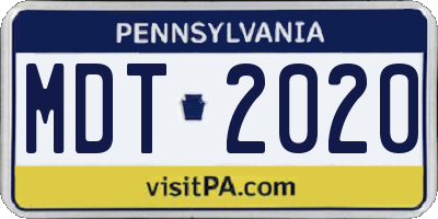 PA license plate MDT2020